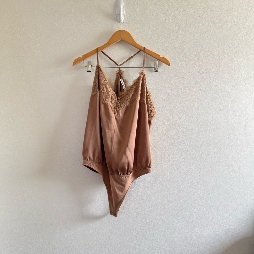 Abercrombie & Fitch Lace Trim Camisole Light Brown Bodysuit size Large